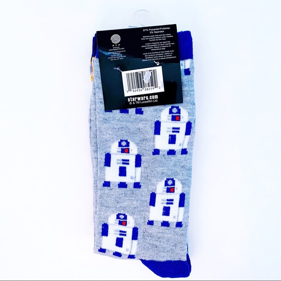 Disney Star Wars R2-D2 BB-8 Droid Crew Socks Mens Womens Fun Novelty Gift - Picture 5 of 7